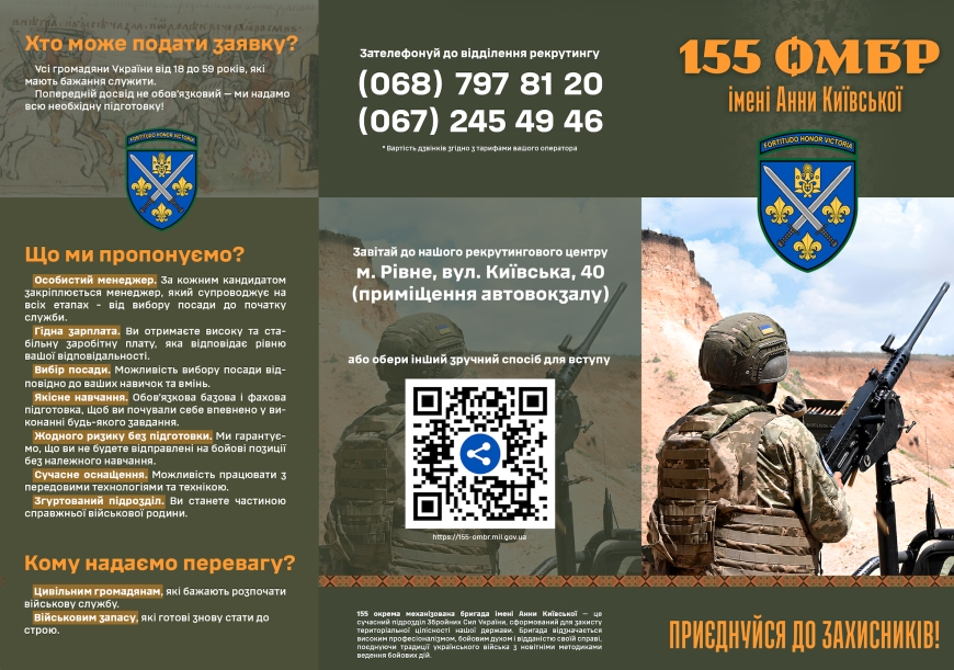 155 окрема механізована бригада здійснює набір на військову службу